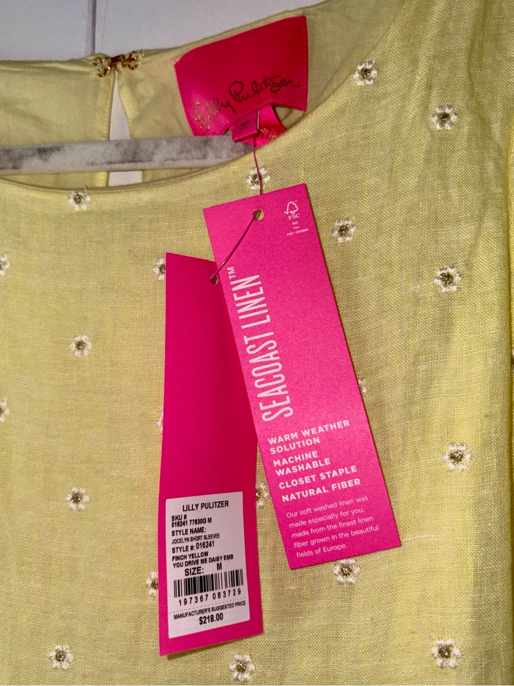 Lilly Pulitzer NWT Yellow Daisy Embroidered Linen Dress Women’s Size M - Picture 3 of 5